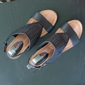 Cloudwalkers by Avenue Wedge Sandals Ava Women's 9.5 Wide Black